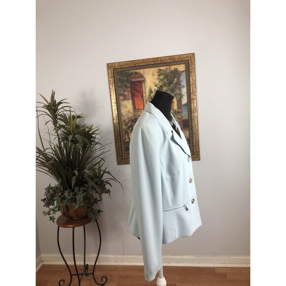 Le Suit New York Women Jacket 14 Clueless Preppy Office Siren Blue 3 Buttons - Picture 4 of 9